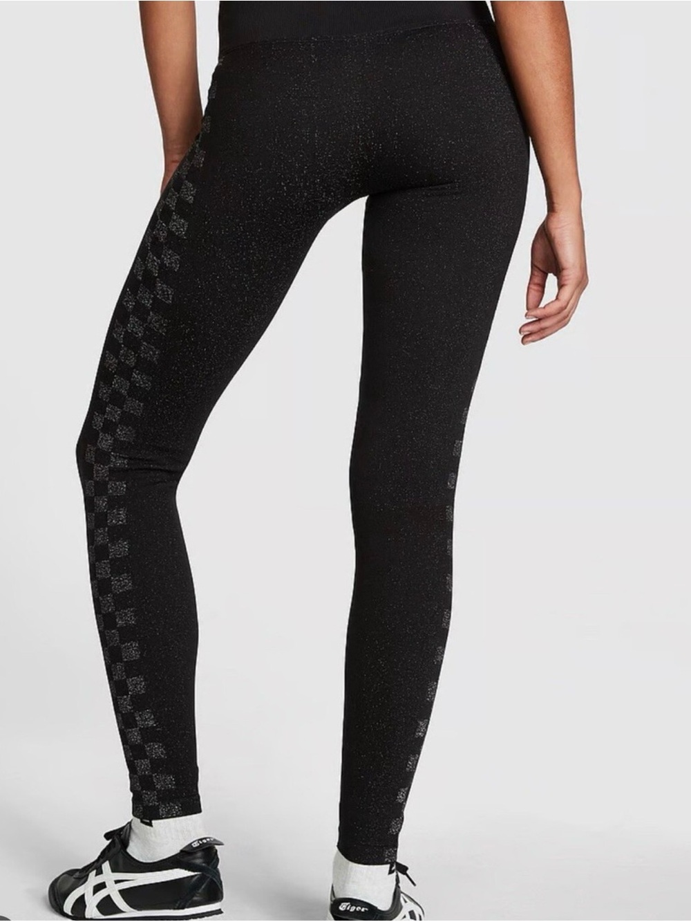 NWT Victoria's Secret Pink Seamless Active Glittery Checkered Leggings Size S